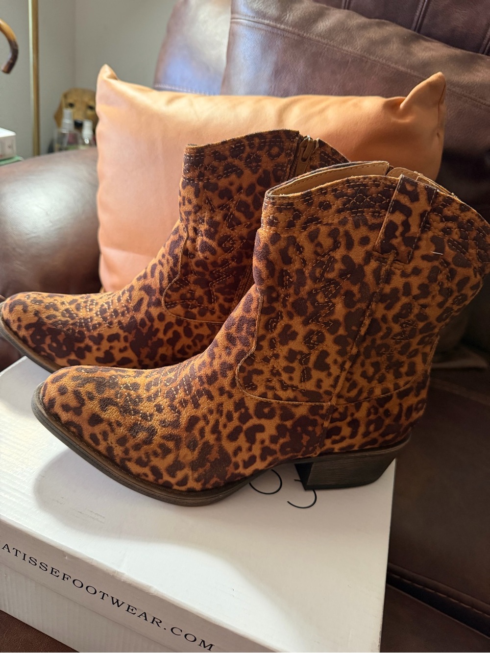 COCONUTS BY MATISSE Leopard Print Western Ankle Boots - Brown